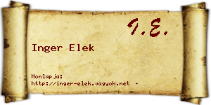 Inger Elek névjegykártya
